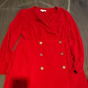 Topshop Red Mini Dress with Gold Buttons